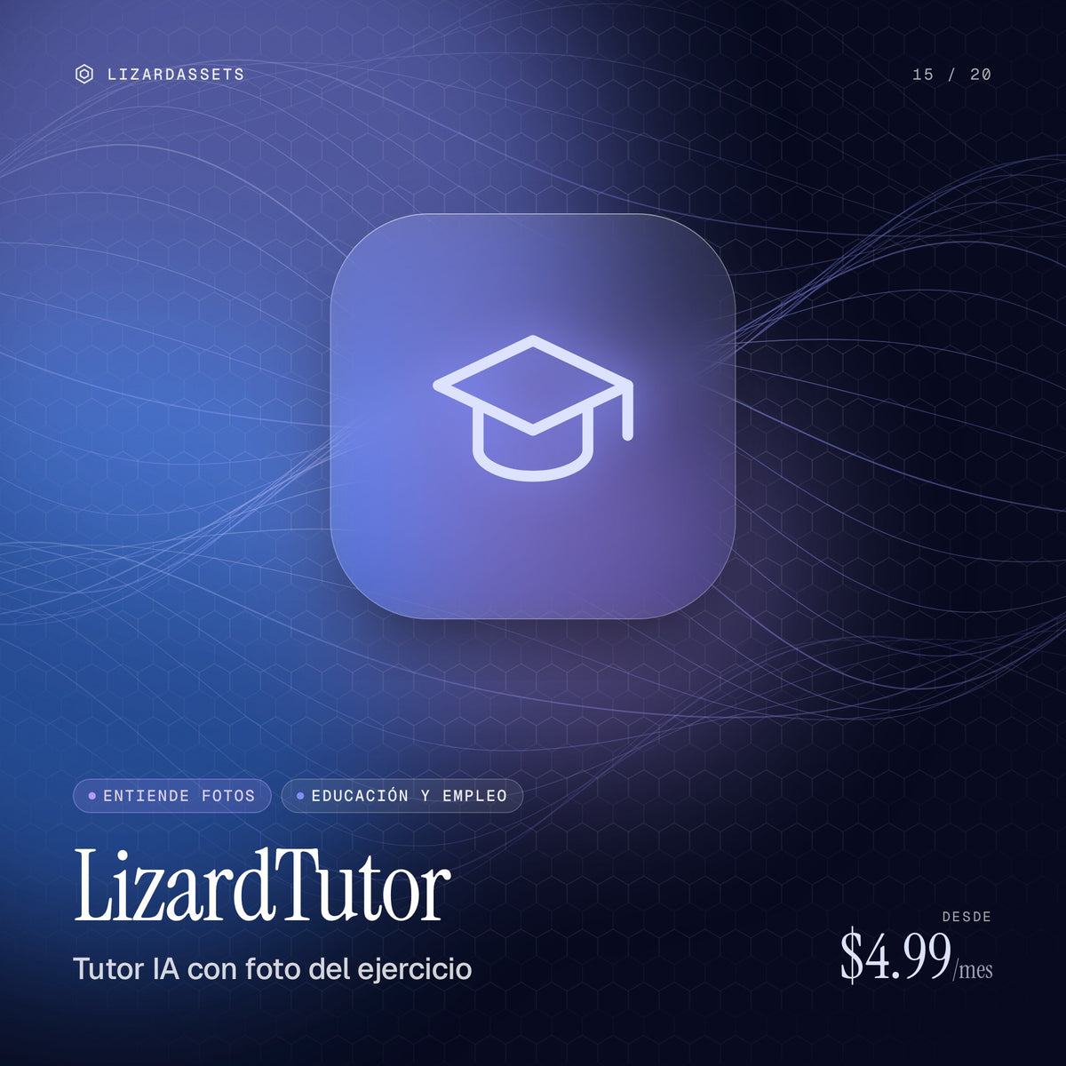 LizardTutor: Tutor IA con foto del ejercicio. Ilustración de portada.